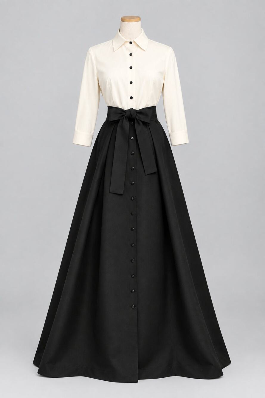 Carolina Herrera ivory and black dress, size 10